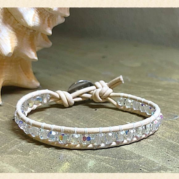 Blush Leather Swarovski Crystal Wrap - Picture 5 of 8